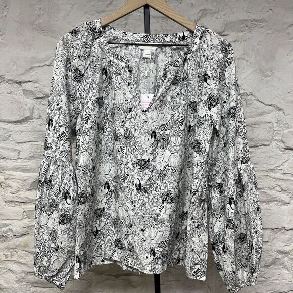 Lilly Pulitzer Tops - NWT Lily Pulitzer Sullivan Peasant Tunic Top Animal Jungle Pattern $128 Retail